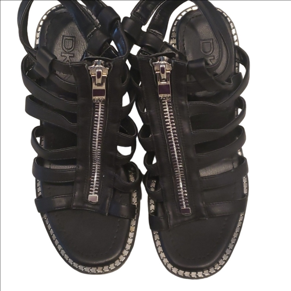 DKNY Black Strappy Zip Gladiator Sandals
